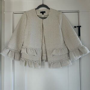 Ann Taylor Cream Blazer with Ruffled Hem